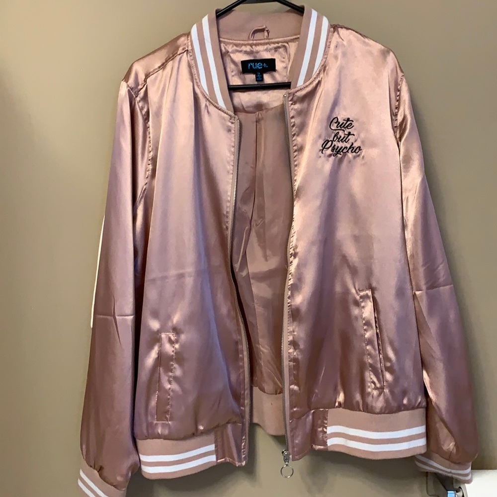 Rue Cute but Psycho bomber jacket Rose Gold